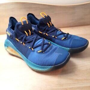 Under Armour Men's Curry 6 Underrated Basketball Shoes Size 7.5 Blue Orange RARE